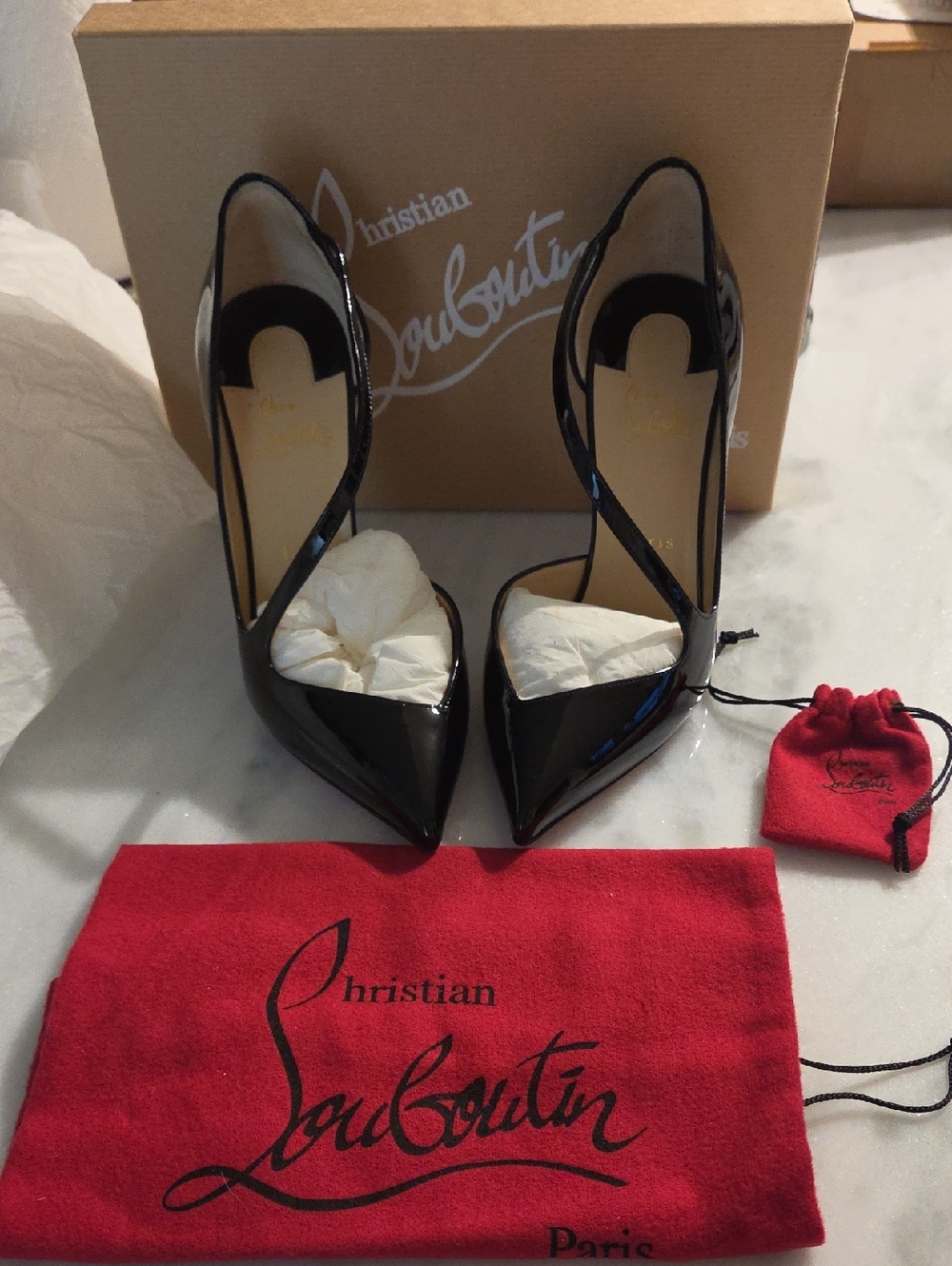 Christian Louboutin Black Patent Jumping 100 MM Pointed-Toe Pumps